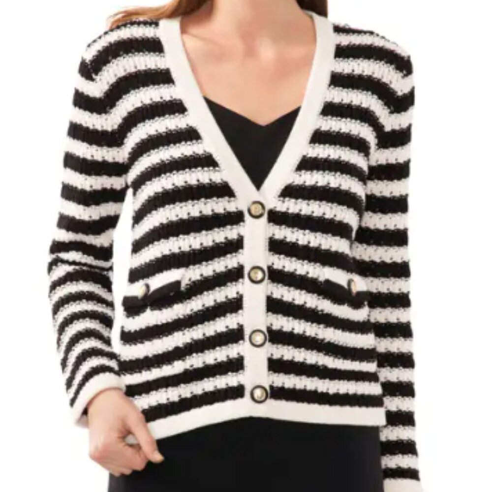 Halogen® Stripe V-Neck Cardigan